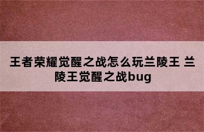 王者荣耀觉醒之战怎么玩兰陵王 兰陵王觉醒之战bug